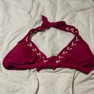 Elegant Magenta Bikini Top with Lace Details